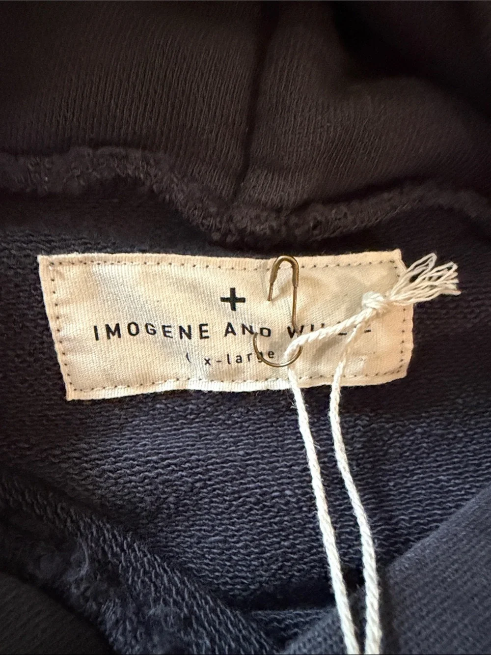 imogene + willie Deadstock Crewneck Hoodie with Cream 'RELAX' Skeleton Graphic